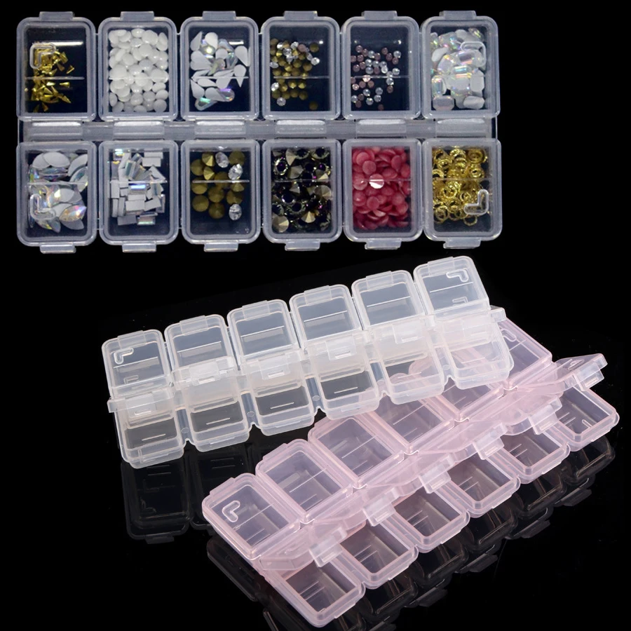 Tool Chest Cabinet - 12 Compartments Plastic Rhinestone Organizer Container
