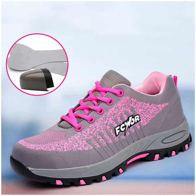 Tools Work - womens fashion pink safety shoes breathable